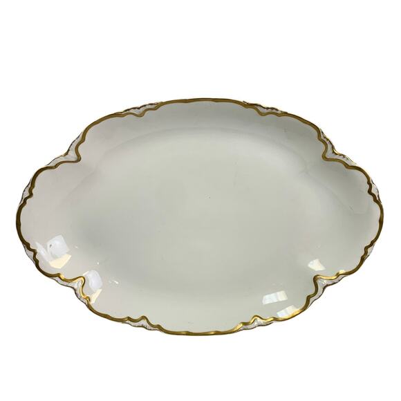 Vintage 1929 Pope-Gosser Sepia Gold Trimmed China 18" Oval Serving Platter - Picture 1 of 5